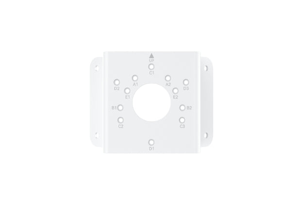 Reolink RLA-BKC1 Corner Mount Bracket front view in white with mounting holes in view
