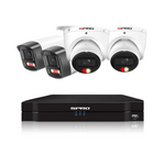 2 white SPRO dome cameras with colour night 2.0, 2 white SPRO bullet cameras with active deterrence LITE, one black SPRO 4 channel NVR