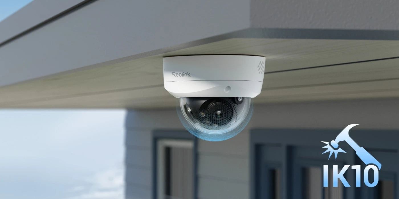 Reolink Duo 2V PoE
4K 8MP UHD IK10 Vandal-Proof PoE IP Camera with 180° Panoramic View with graphic showing "IK10" vandal resistance rating.