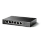 The TP-LINK TL-SF1006P is a 6-port unmanaged desktop PoE (Power over Ethernet) switch that provides power and data over a single Ethernet cable