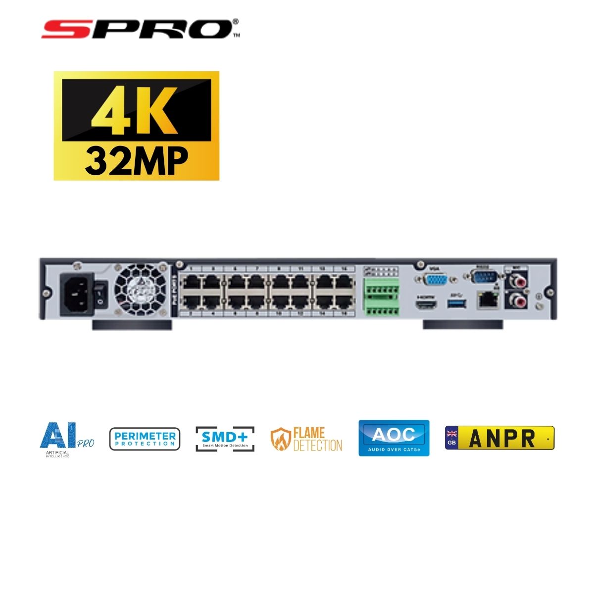 4K resolution and 32 Channels for 32 cameras cctvs