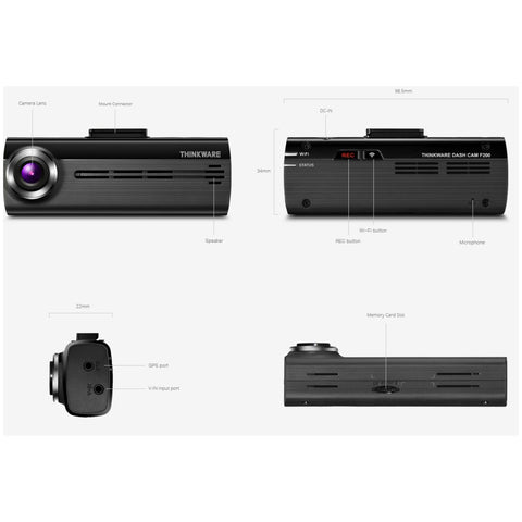 THINKWARE DASH CAM F200 Sleek and Discreet Witness.  2 Channel Capable with Full HD 1080P Front - HD 720p Rear| Energy Saving Parking Recording 140° Wide Angle | Safety Camera Alert | Advanced Video Clear Technology | G-Sensor Incident Detection | Built-in Wi-Fi Format Free 2.0 | Integrated Thermal Protection | Mobile App (Android & iOS) | PC Viewer (Windows & Mac OS)