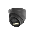 A dome-style security camera with a charcoal grey housing, featuring a visible lens, IR LED light bar, and the white brand name 'SPRO' on the top rim, shown against a plain white background.