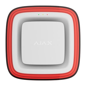 Square device with red border and 'Ajax' branding on a white background