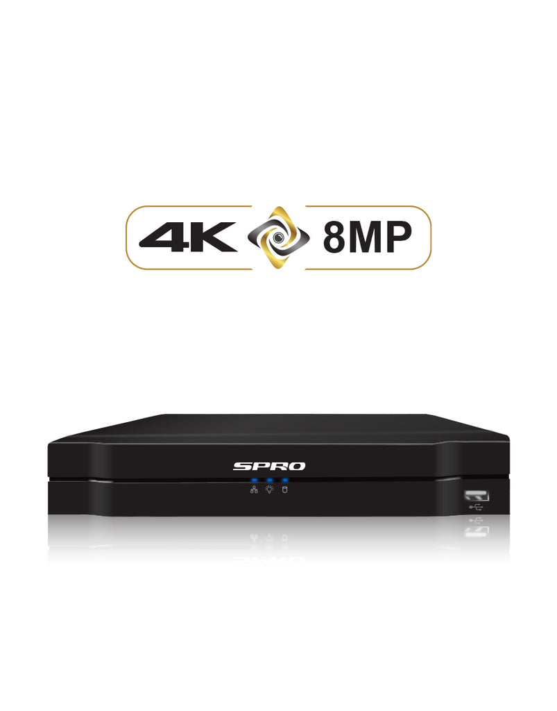 SPRO B4 8MP 4 Channel DVR with PoC and Advanced Surveillance Features Including AI-Coding and Face Recognition