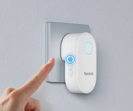 Reolink Chime, Best Companion for Reolink Video Doorbell plugged into wall with light to suggest power