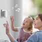 Reolink Chime, Best Companion for Reolink Video Doorbell playing noise in front of woman and young girl.