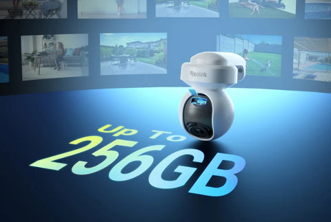 E1 Outdoor CX
ColorX 2K 4MP Wi-Fi Surveillance Camera with True Full-Color Night Vision showing storage up to 256gb
