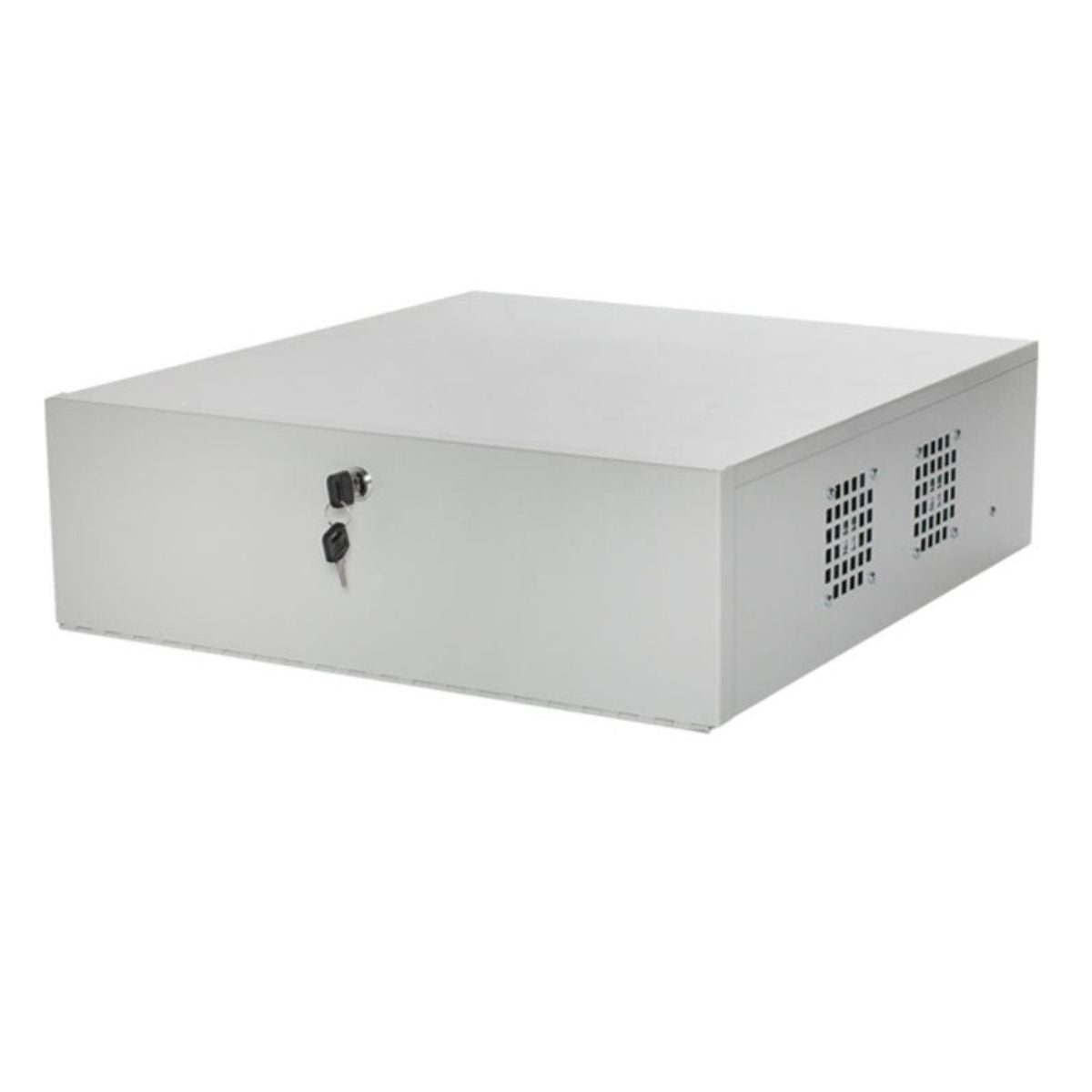 A protective metal casing specifically designed to house recorders . Featuring a removable top lid for easy access. This enclosure ensures the recorder’s safety from external elements, while providing adequate ventilation and accessibility for seamless operation.