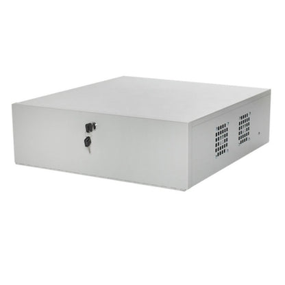 A protective metal casing specifically designed to house recorders . Featuring a removable top lid for easy access. This enclosure ensures the recorder’s safety from external elements, while providing adequate ventilation and accessibility for seamless operation.