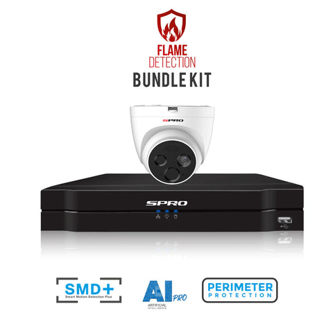 SPRO IP Fire Detection Camera Kit - Flame Detection Camera With 8 Channel Recorder