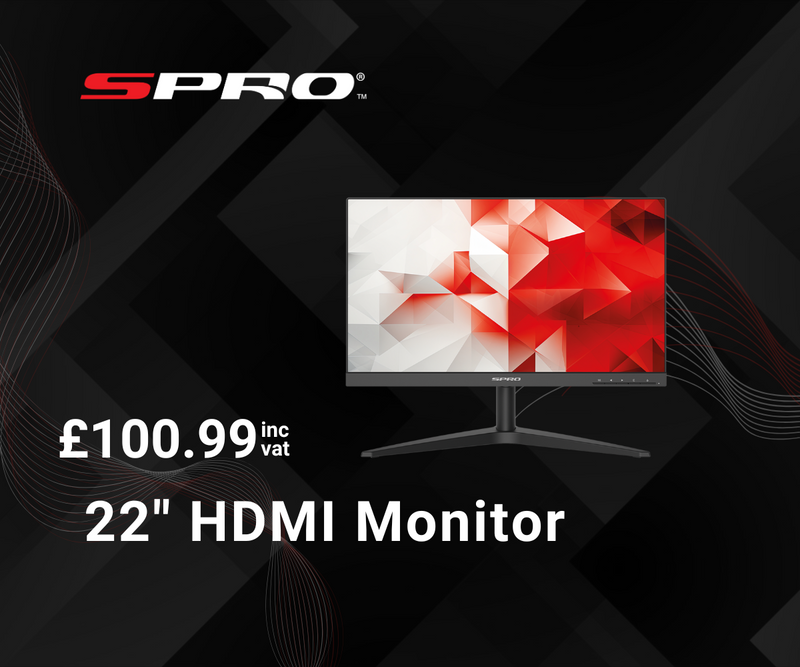 22-inch SPRO HDMI monitor for £100.99 on a black background