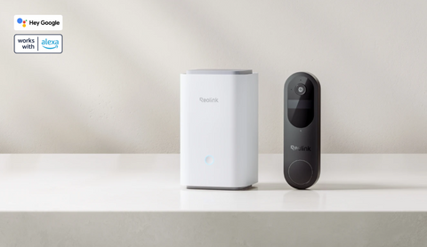Home Hub with Video Doorbell (Battery) white table top compatible with hey google and alexa 
