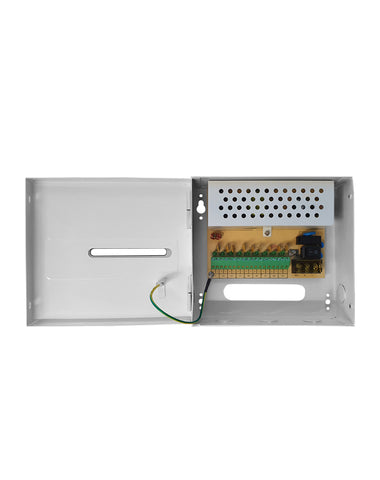 4-Way Boxed CCTV Power Supply Unit with PTC Fuse Protection in a Durable Metal Case