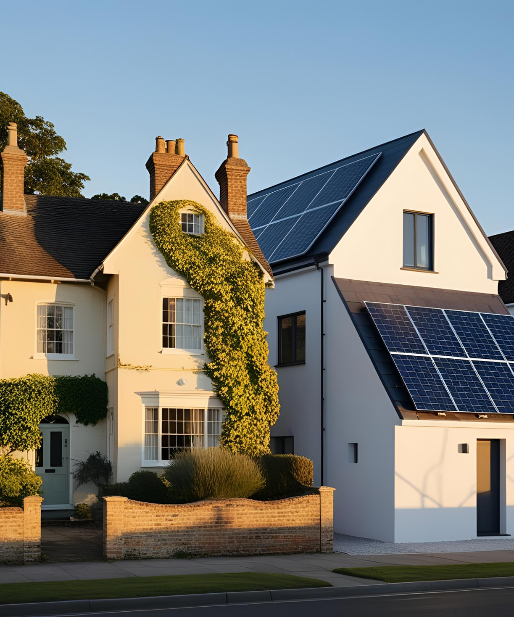 traditional house and contrast modern house side by side