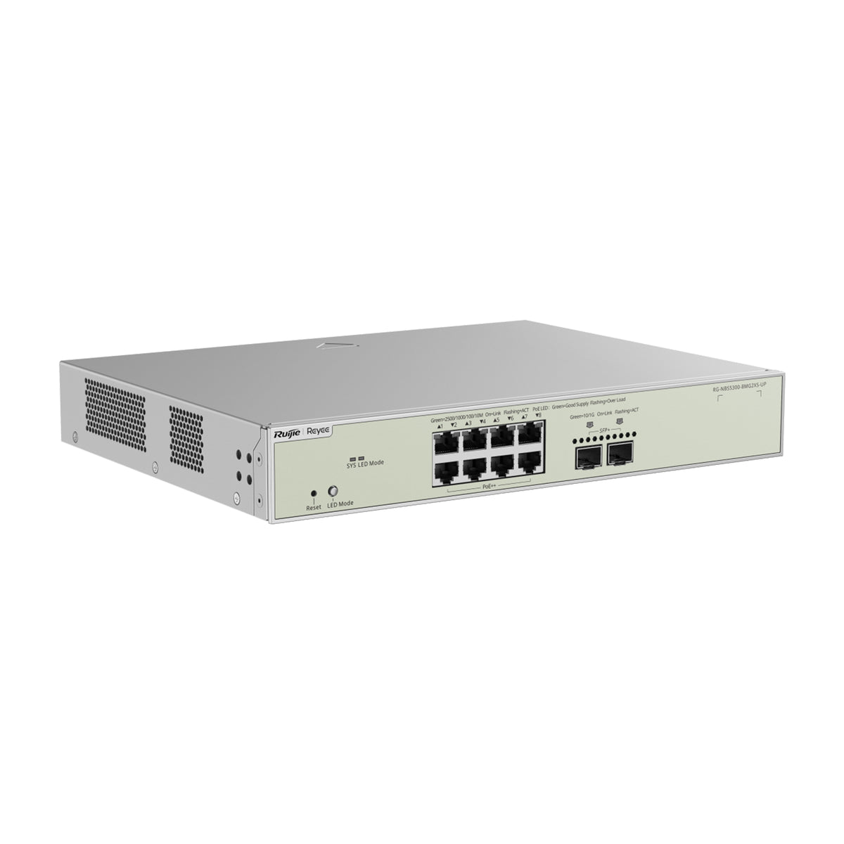 Ruijie Reyee 10 Ports Multi-Gigabit Layer 3 Managed Switch with 8 PoE++ Ports, 2 SFP+ Uplink Ports (RG-NBS5300-8MG2XS-UP)