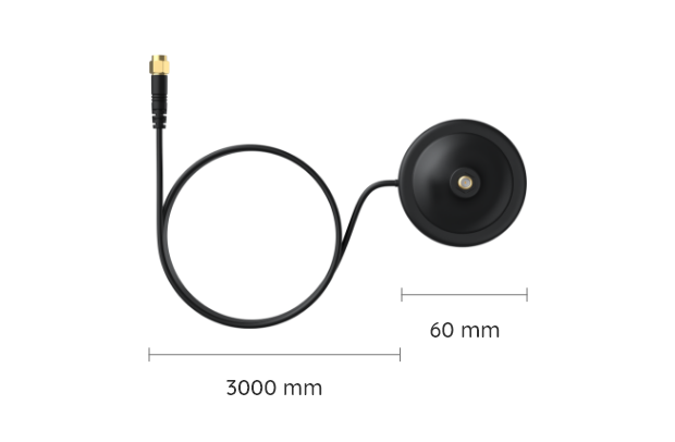 Reolink Antenna Extension in black with graphics displaying the dimensions 