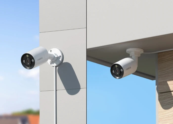 Reolink CX410C Smart 2K 4MP PoE IP Camera on wall and ceiling demonstrating versatile mounting 