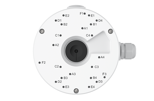 Reolink D20 Junction Box from underneath with screw hole graphic