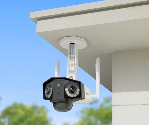 Reolink Duo 2(Battery) 4K 180° Panoramic Solar/Battery-Powered Wi-Fi Camera mounted on ceiling