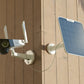 Reolink Duo 2(Battery) 4K 180° Panoramic Solar/Battery-Powered Wi-Fi Camera mounted on shed with solar panel