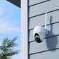 Reolink Go PT Ultra Smart 4K 8MP Wireless 4G LTE PT Battery Camera with Color Night Vision on external wall