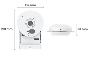 Reolink RLA-BKW4 Wall Mount Bracket front and underneath view with graphic displaying dimensions