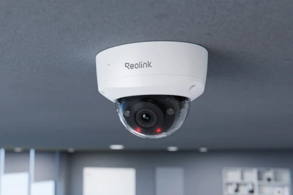 Reolink RLC-540A 5MP IK10 Vandal-Proof PoE Camera monted on internal ceiling