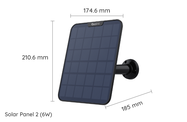 Reolink 6W Solar Panel 2: Continuous Power for Your Reolink Battery Cameras black version with dimensions 