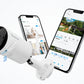 Reolink Argus Eco Wire-Free Wireless Outdoor Battery/Solar-Powered Security Camera displaying SD card slot on camera and reolink companion app