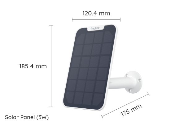 Reolink 3W Solar Panel: Continuous Power for Your Reolink Battery Cameras white version with dimensions