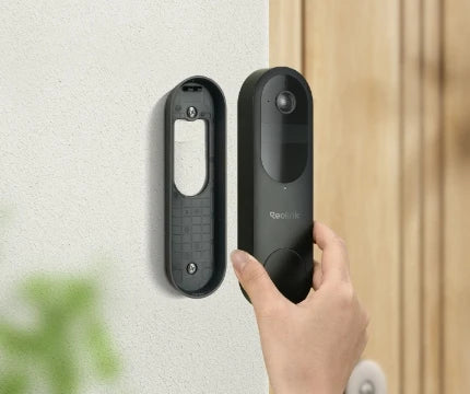 reolink video doorbell battery and bracket being fit to external wall