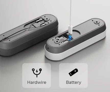 reolink video doorbell battery being charged and demonstrating hardwire