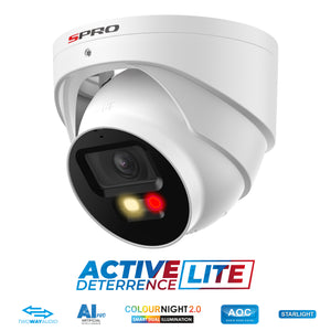 SPRO 4MP IP Turret With Active Deterrence LITE COLOUR NIGHT 2.0 Microphone and speaker Built-in