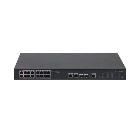 A 16 Port POE (Power over Ethernet) Switch for efficient network power distribution.