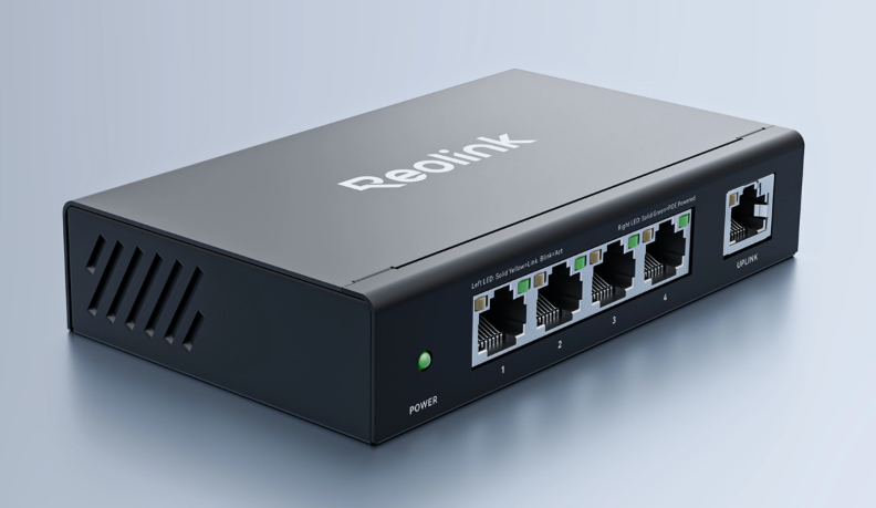Deelink network switch on a light gray background