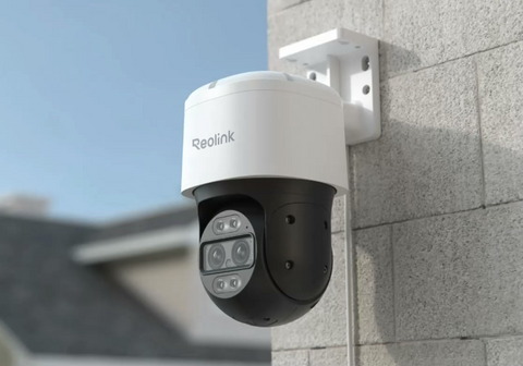Reolink TrackMix PoE
4K Dual-Lens PTZ Camera with Motion Tracking on external wall 