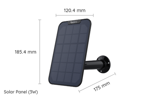 Reolink 3W Solar Panel: Continuous Power for Your Reolink Battery Cameras Black version with dimensions