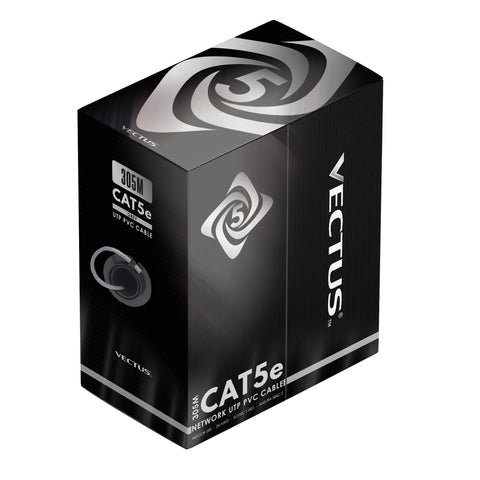 VECTUS CAT5e 305M Cable, UTP, PVC, GREY, Solid Copper