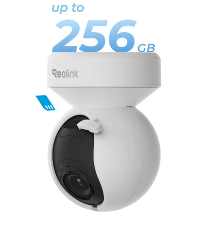 Reolink E1 Outdoor Pro
4K 8MP Smart PTZ Wi-Fi 6 Camera with Auto Tracking and SD card slot exposed.