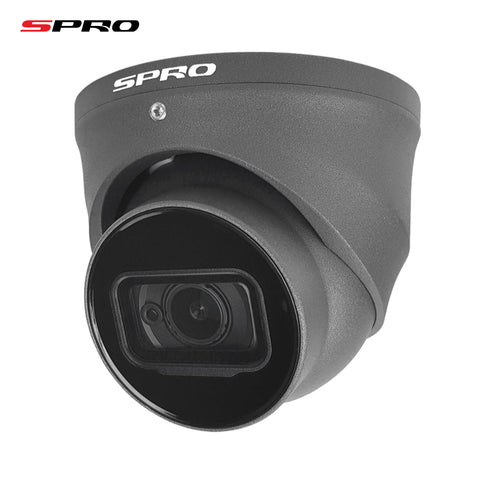 SPRO 8MP IP Turret Security Camera with built-in microphone, featuring a 2.8mm fixed lens for wide-angle, high-resolution video and audio recording