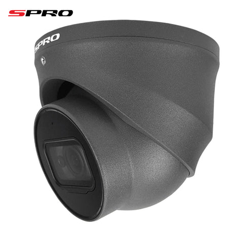 SPRO 8MP IP Turret Security Camera with built-in microphone, featuring a 2.8mm fixed lens for wide-angle, high-resolution video and audio recording