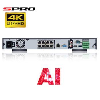 Back layout of recorder 4K (12MP) SPRO IP - 8 channel IP NVR with AI Technology Easy installation