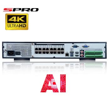 4K (12MP) SPRO IP - 16 channel IP NVR with AI Technology