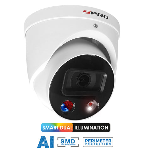 SPRO 5MP IP Smart Dual Illumination Turret with Active Deterrence